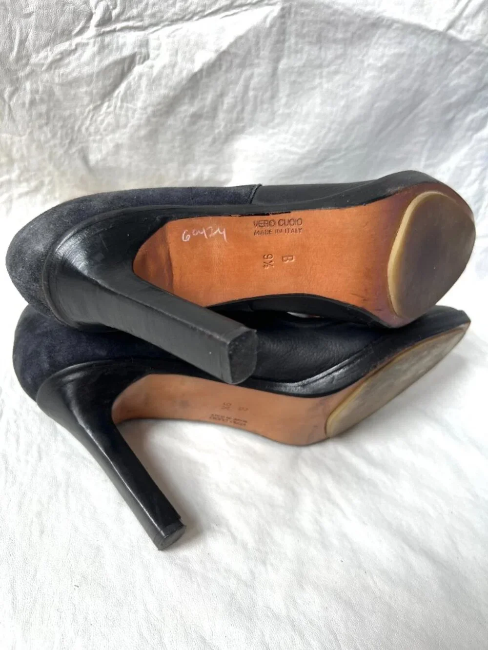 Diana Broussard high heels mary jane black suede leather pointed toe 9.5 pump - Picture 9 of 15
